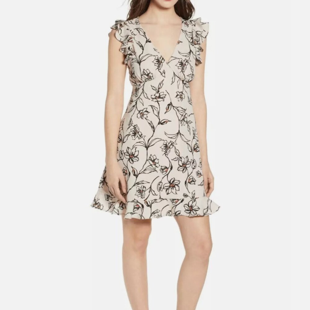 Leith Light Tan Floral Dress, size medium, NWT